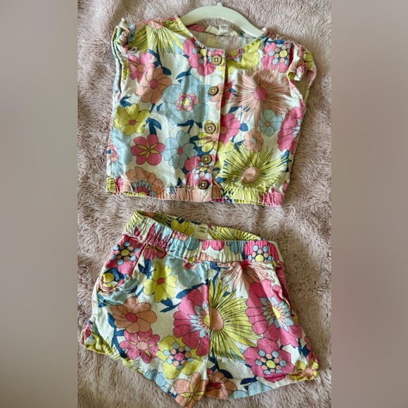 Floral Button-Up Top and Shorts Set | 2T - Picture 1 of 3